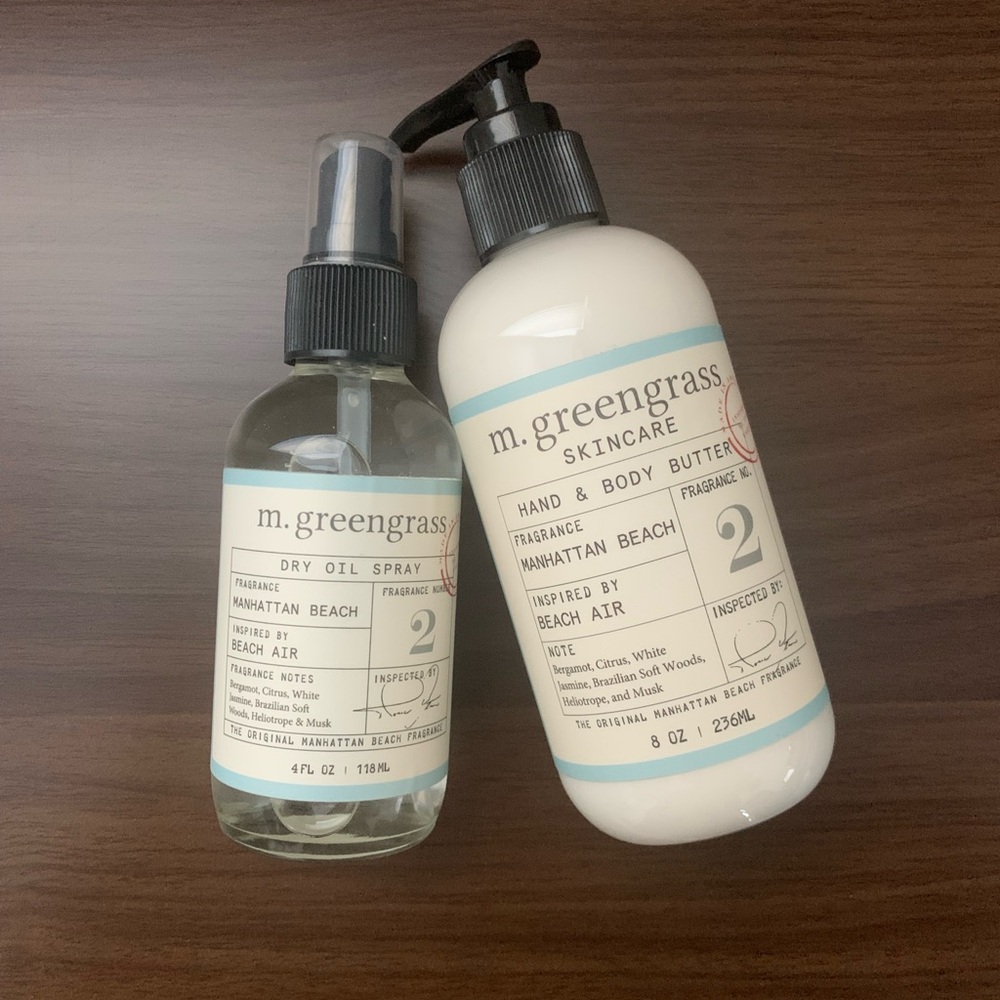 NWOB m.greengrass Skincare Hand & Body Cream and Dry Oil Spray Duo